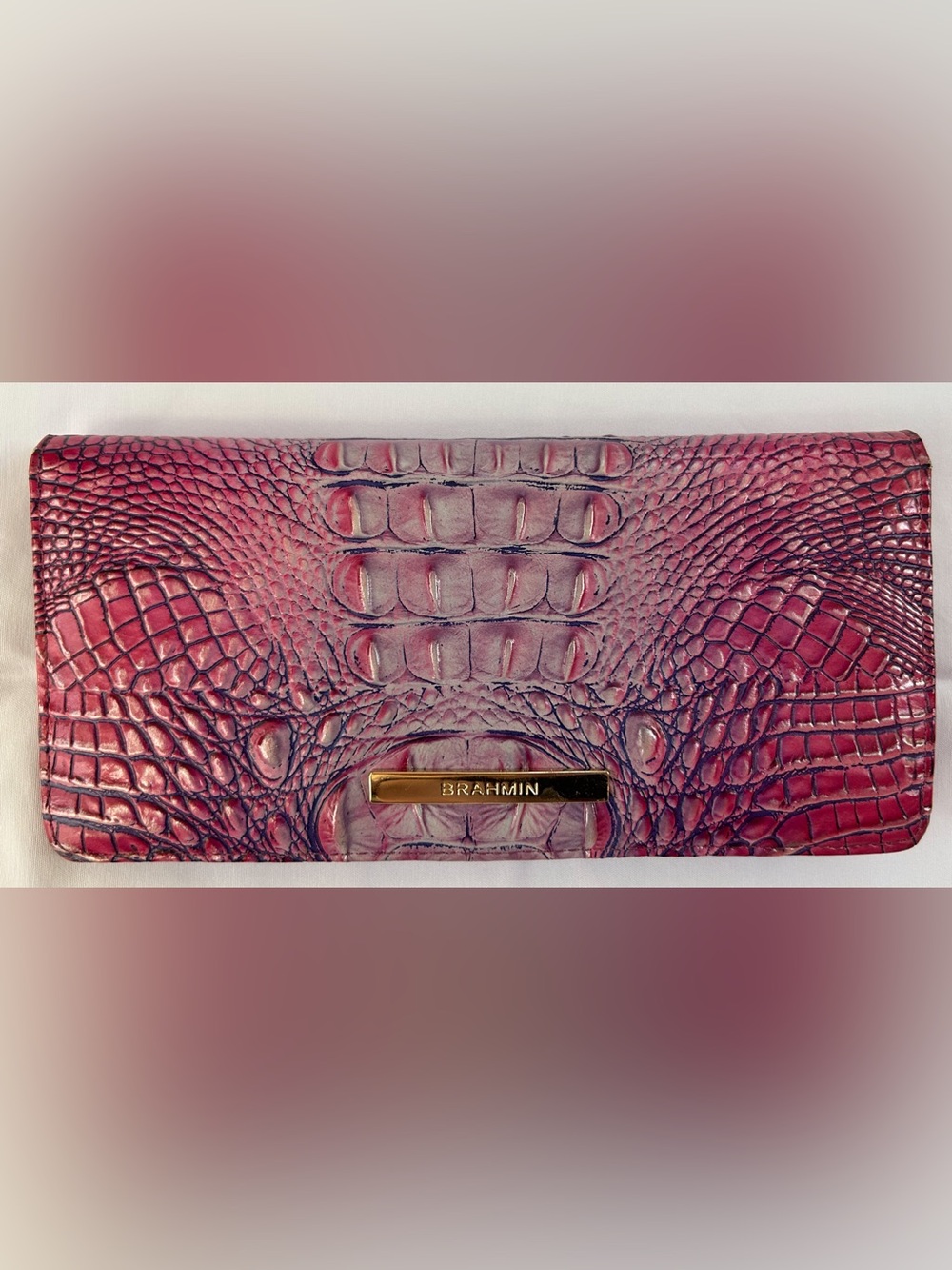 Brahmin Mini Melbourne ADY Slim Bifold Wallet JAZZYNOVA OMBRE Pink Purple USED